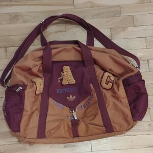 Adidas Maroon and Orange Duffle Bag